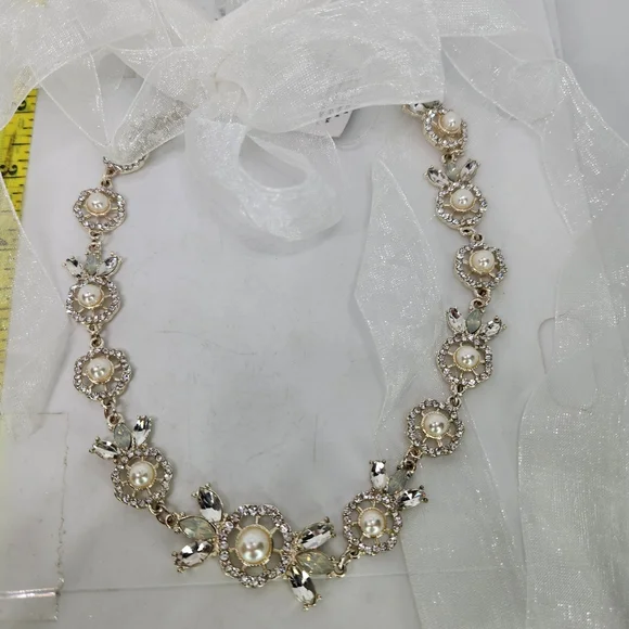 Davids Bridal Belt Wedding Dress Formal Gown Organza Sash Pearls Crystals Champa - Picture 3 of 9